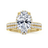 Suede - 14K Yellow Gold Oval Hidden Halo Diamond Engagement Ring - 0.3 ct