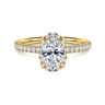 Suede - 14K Yellow Gold Oval Hidden Halo Diamond Engagement Ring - 0.3 ct