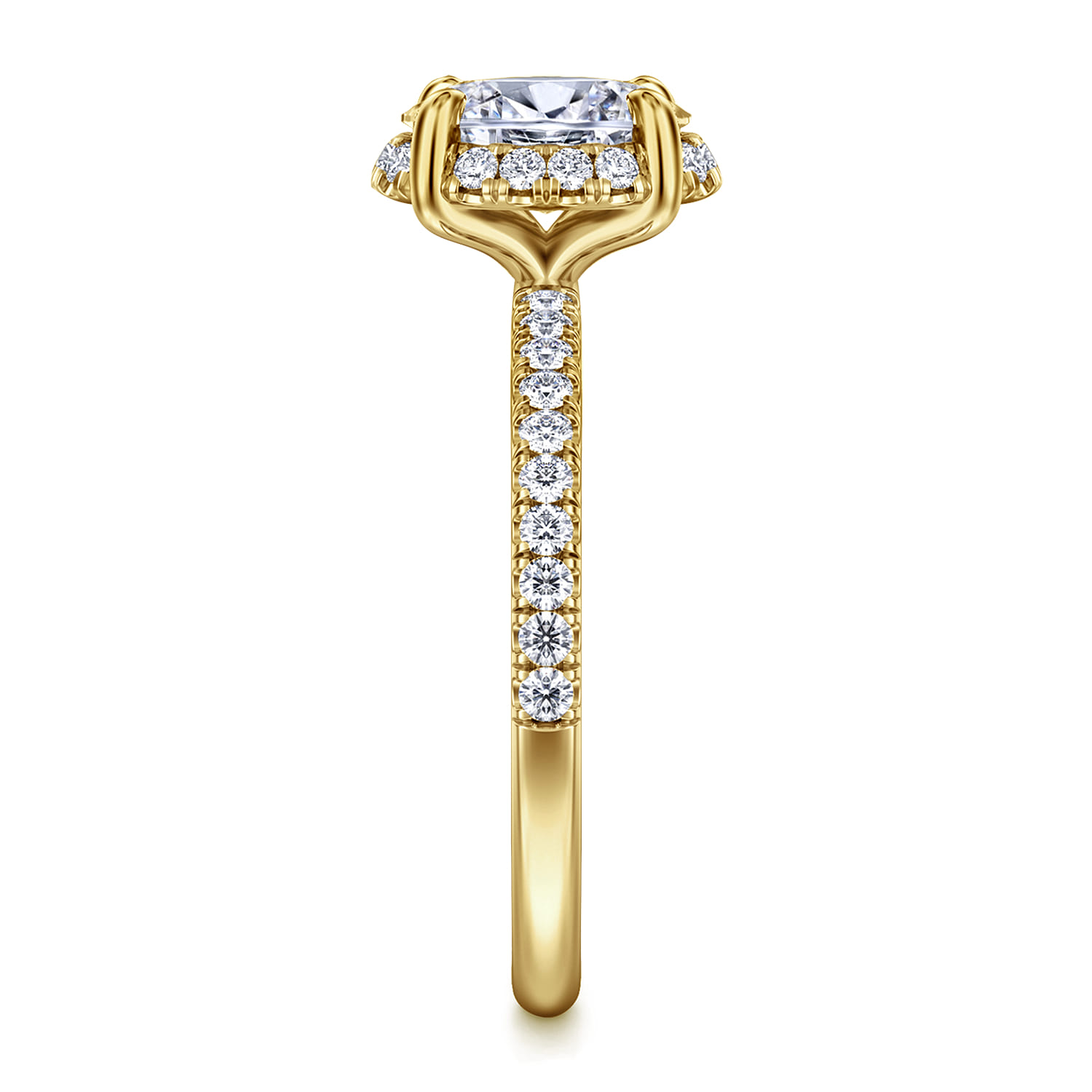 Suede - 14K Yellow Gold Oval Hidden Halo Diamond Engagement Ring - 0.3 ct - Shot 4