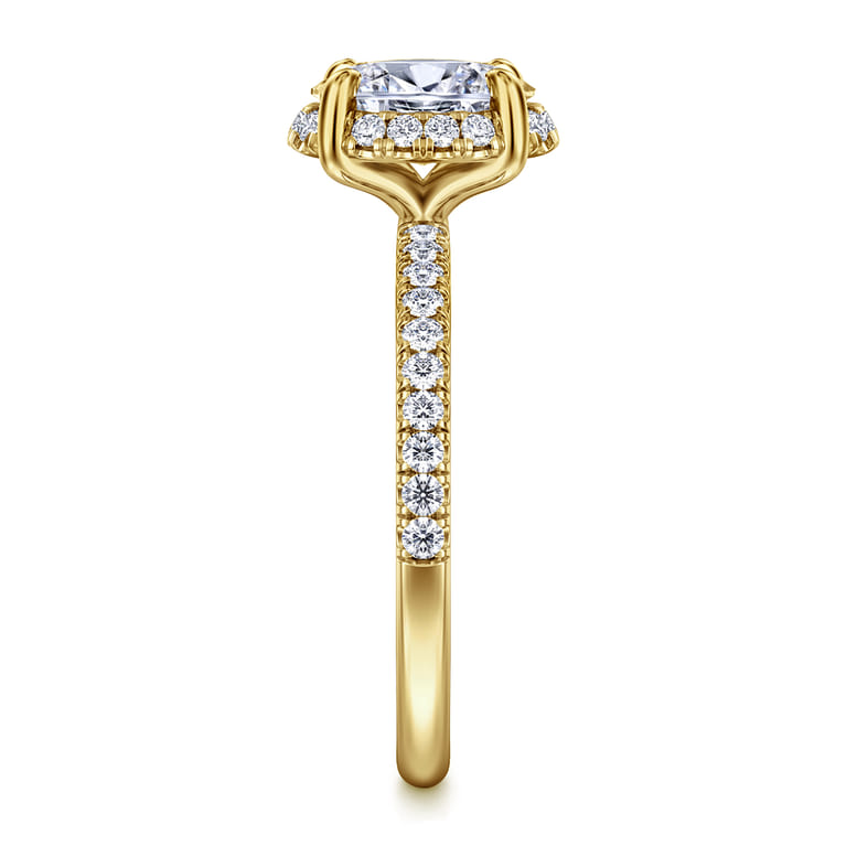 Suede - 14K Yellow Gold Oval Hidden Halo Diamond Engagement Ring - 0.3 ct - Shot 4