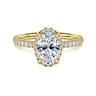 Suede - 14K Yellow Gold Oval Hidden Halo Diamond Engagement Ring - 0.3 ct