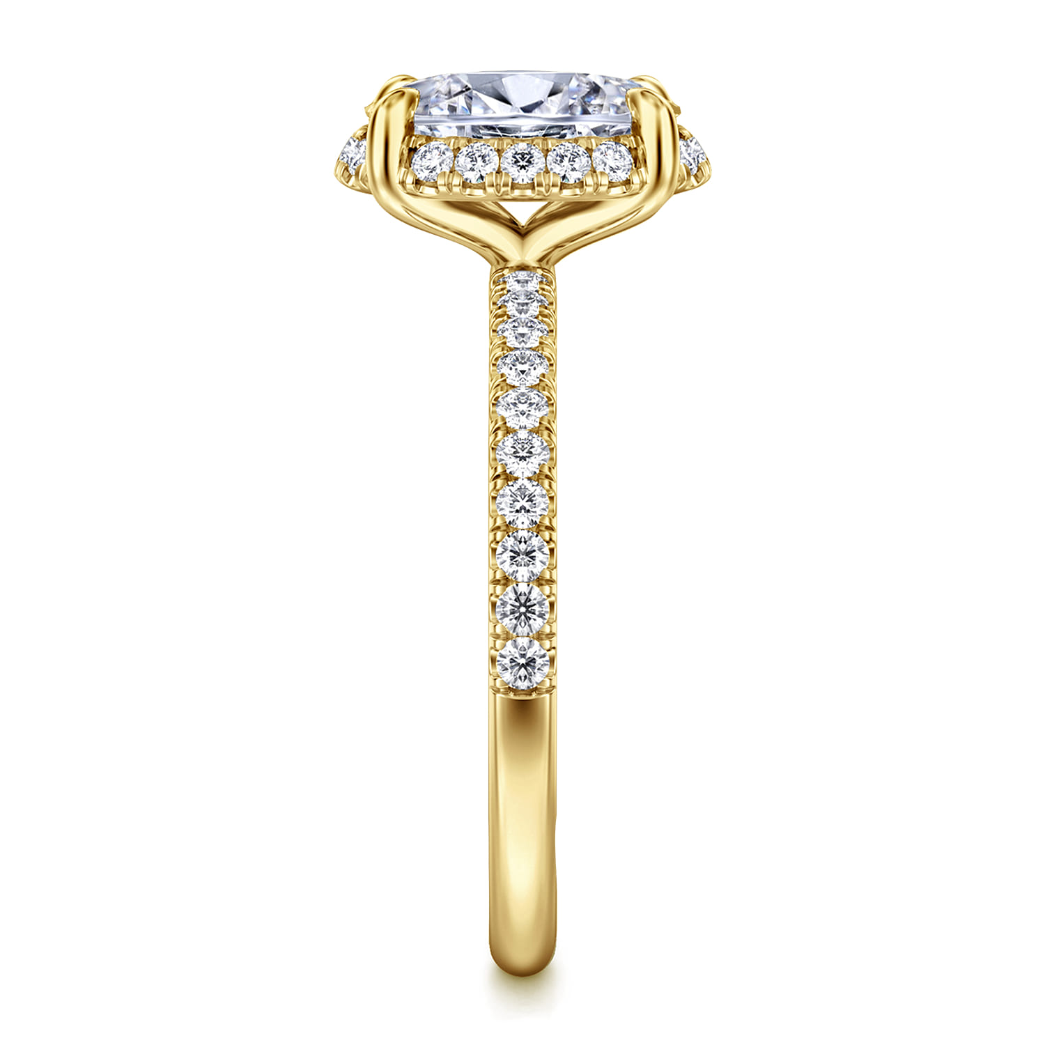 Suede - 14K Yellow Gold Oval Hidden Halo Diamond Engagement Ring - 0.3 ct - Shot 4