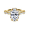 Suede - 14K Yellow Gold Oval Hidden Halo Diamond Engagement Ring - 0.3 ct