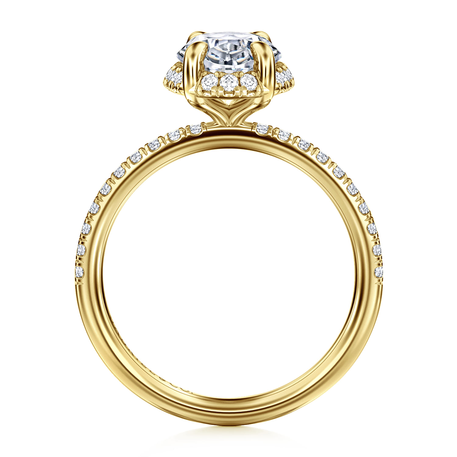 Suede - 14K Yellow Gold Oval Hidden Halo Diamond Engagement Ring - 0.3 ct - Shot 2