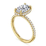 Suede - 14K Yellow Gold Oval Hidden Halo Diamond Engagement Ring - 0.3 ct