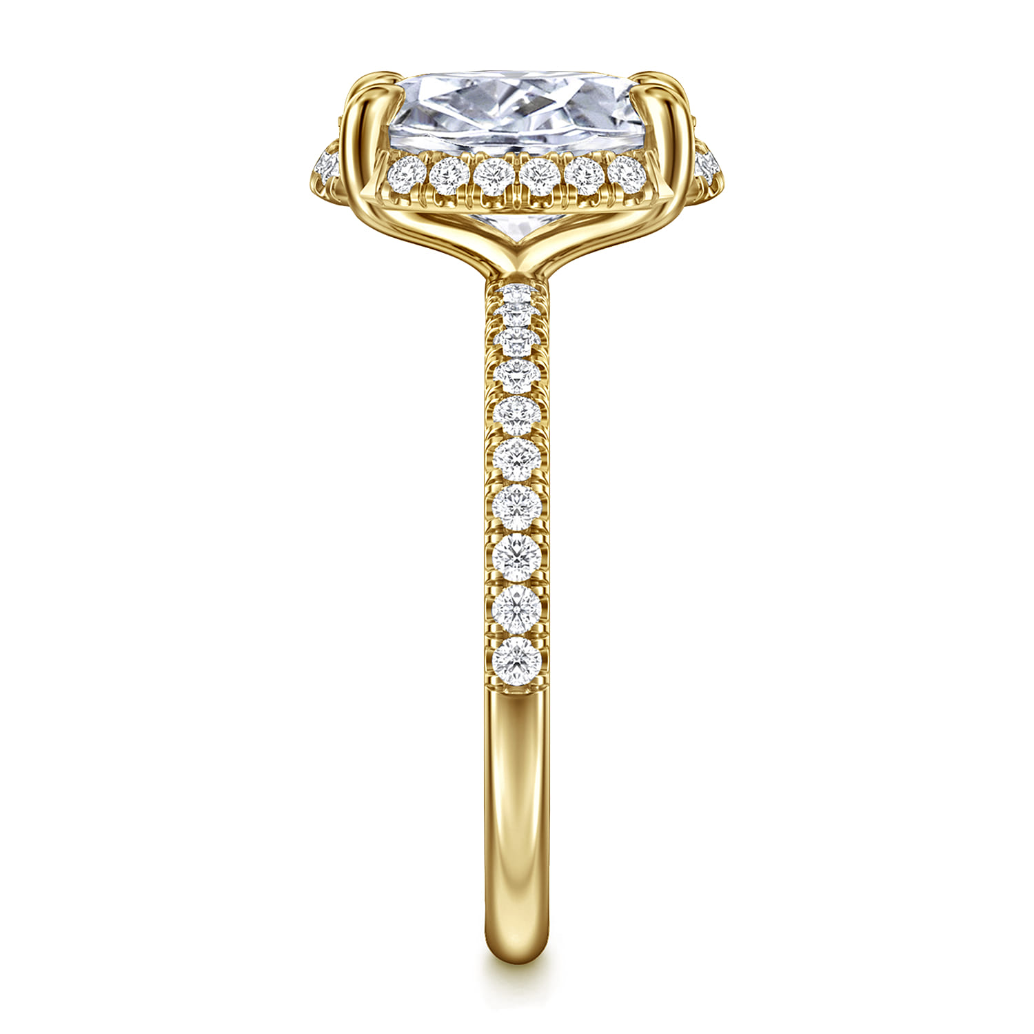 Suede - 14K Yellow Gold Oval Hidden Halo Diamond Engagement Ring - 0.3 ct - Shot 4