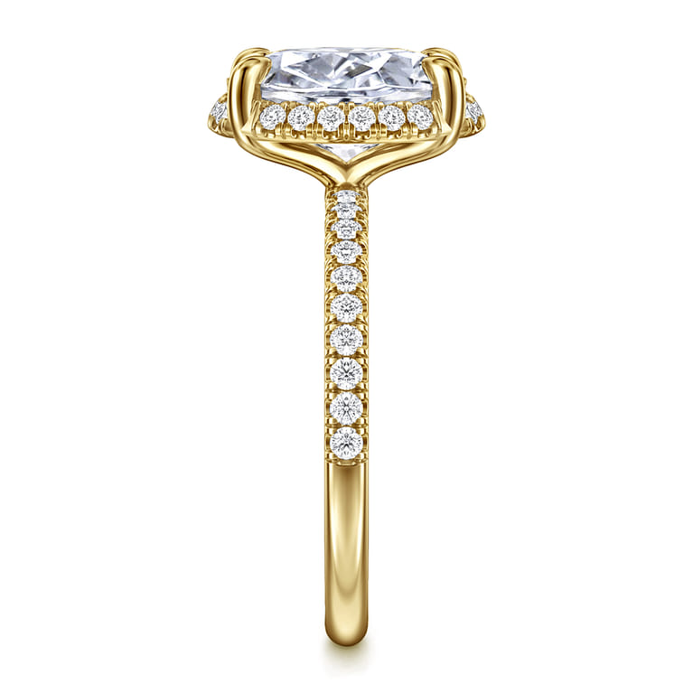 Suede - 14K Yellow Gold Oval Hidden Halo Diamond Engagement Ring - 0.3 ct - Shot 4
