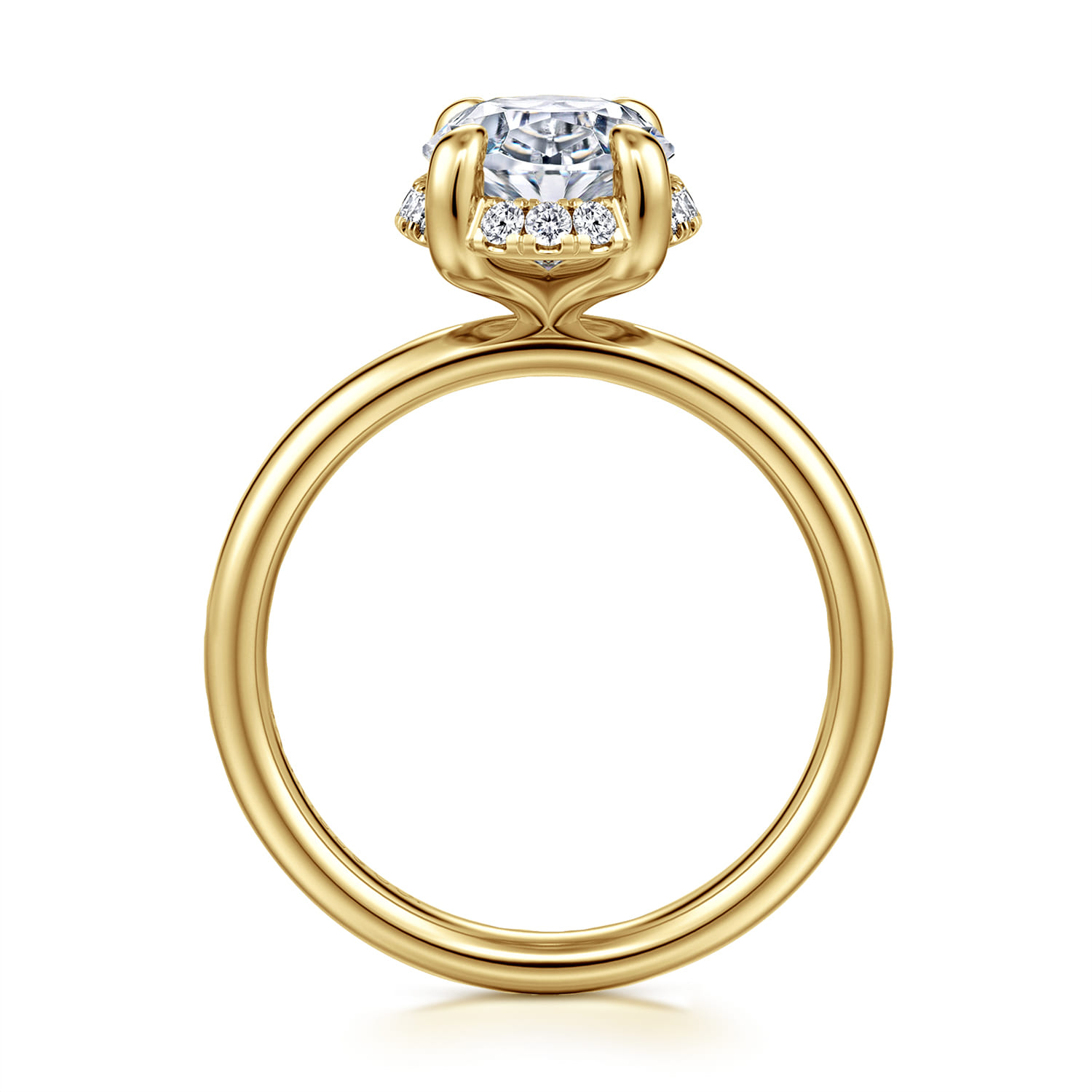 Symphony - 14K Yellow Gold Oval Hidden Halo Diamond Engagement Ring - 0.13 ct - Shot 2