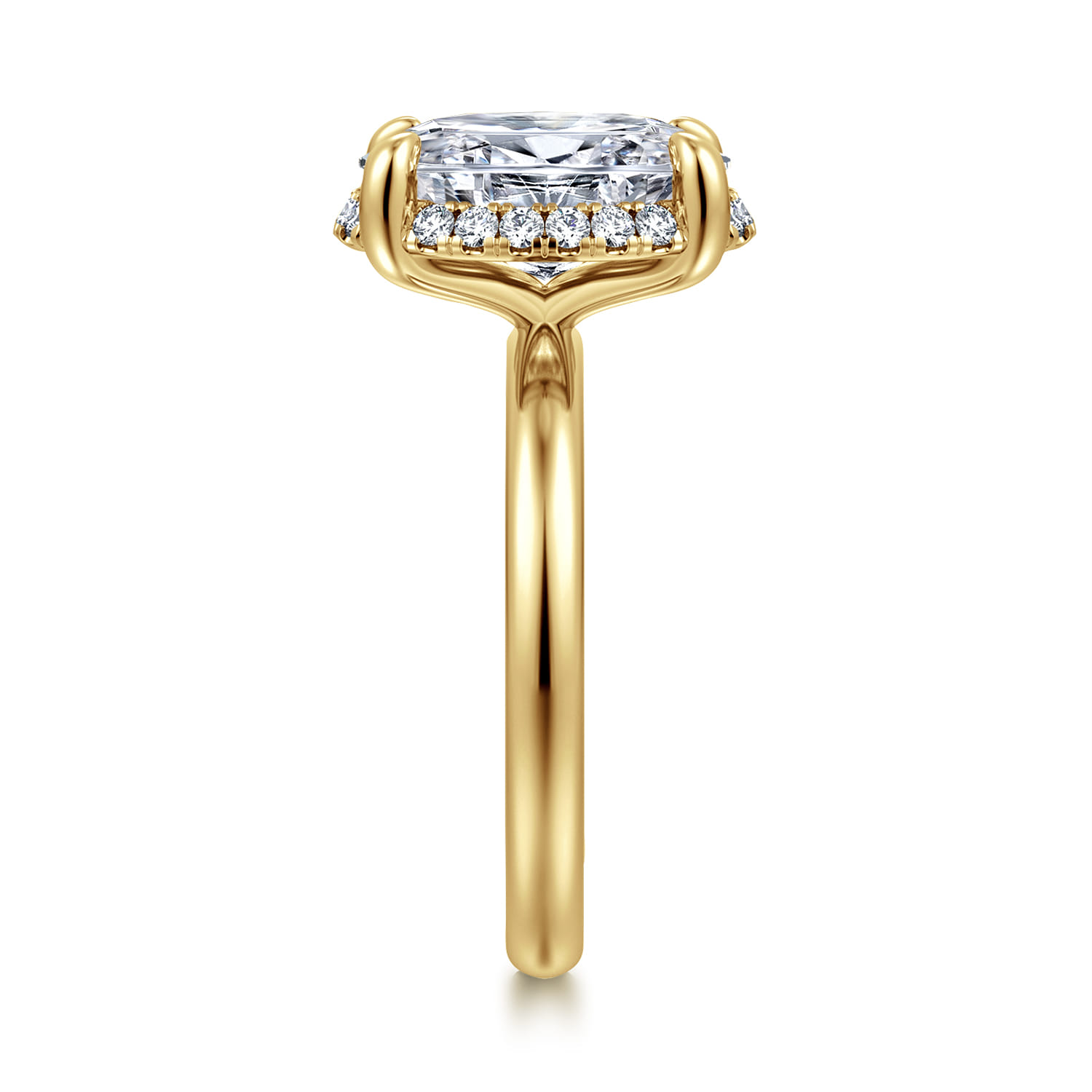Symphony - 14K Yellow Gold Oval Hidden Halo Diamond Engagement Ring - 0.13 ct - Shot 4