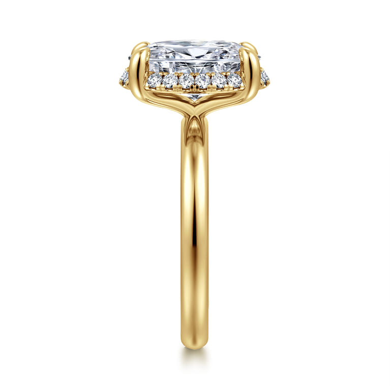 Symphony - 14K Yellow Gold Oval Hidden Halo Diamond Engagement Ring - 0.13 ct - Shot 4