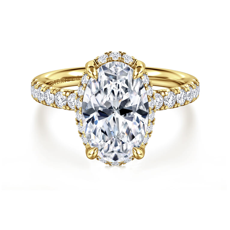 Talisa - 14K Yellow Gold Oval Hidden Halo Diamond Engagement Ring - 0.5 ct - Shot 1