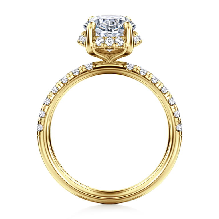 Talisa - 14K Yellow Gold Oval Hidden Halo Diamond Engagement Ring - 0.5 ct - Shot 2