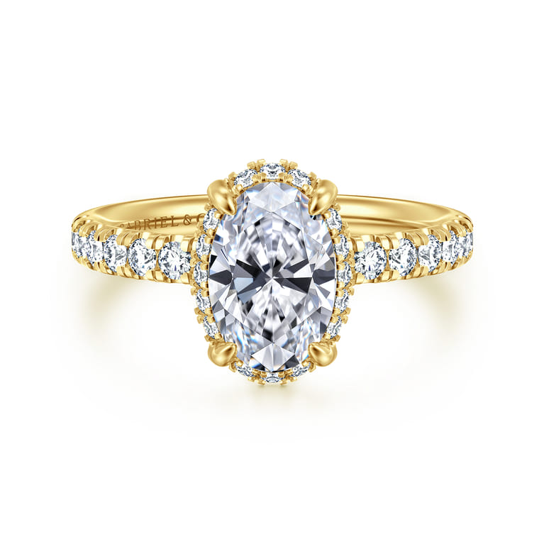 Talisa - 14K Yellow Gold Oval Hidden Halo Diamond Engagement Ring - 0.45 ct - Shot 1