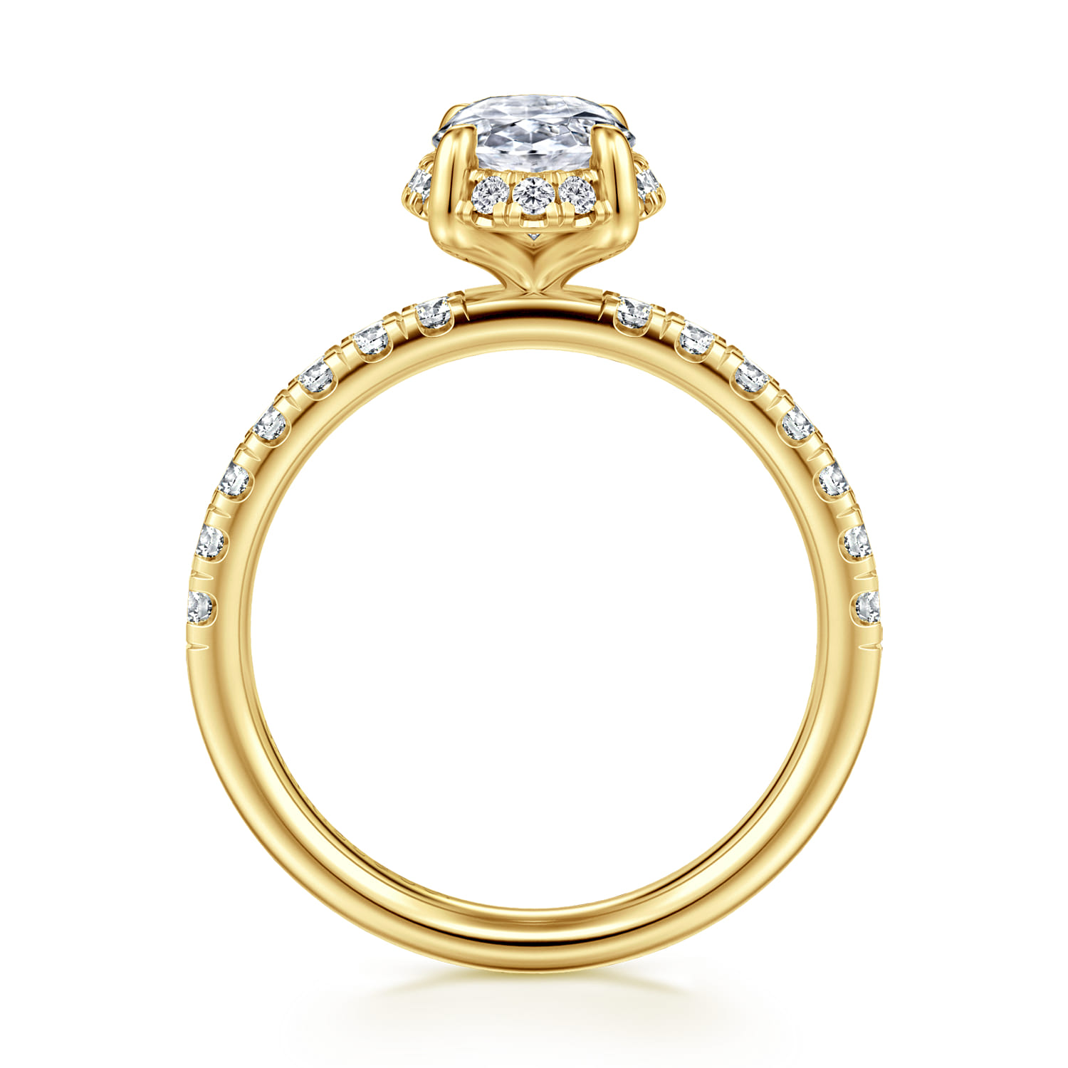 Talisa - 14K Yellow Gold Oval Hidden Halo Diamond Engagement Ring - 0.45 ct - Shot 2
