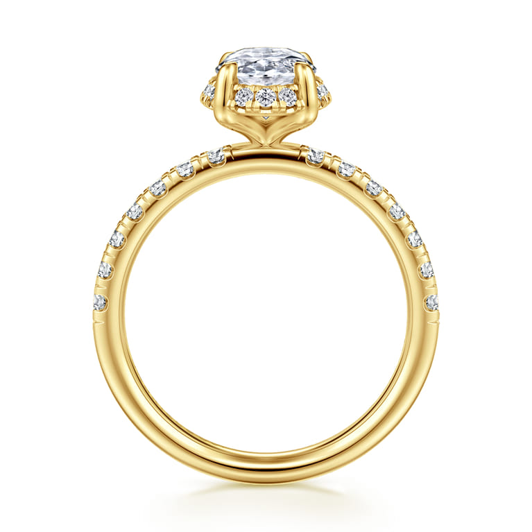 Talisa - 14K Yellow Gold Oval Hidden Halo Diamond Engagement Ring - 0.45 ct - Shot 2