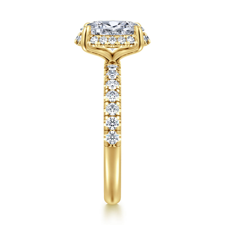 Talisa - 14K Yellow Gold Oval Hidden Halo Diamond Engagement Ring - 0.45 ct - Shot 4