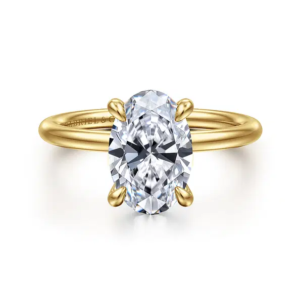 Anuk - 14K Yellow Gold Oval Hidden Halo Diamond Engagement Ring