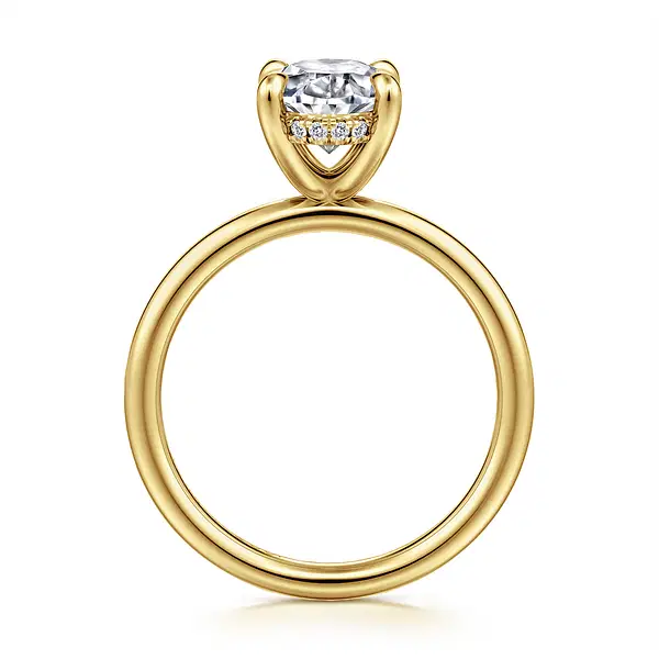 Anuk - 14K Yellow Gold Oval Hidden Halo Diamond Engagement Ring