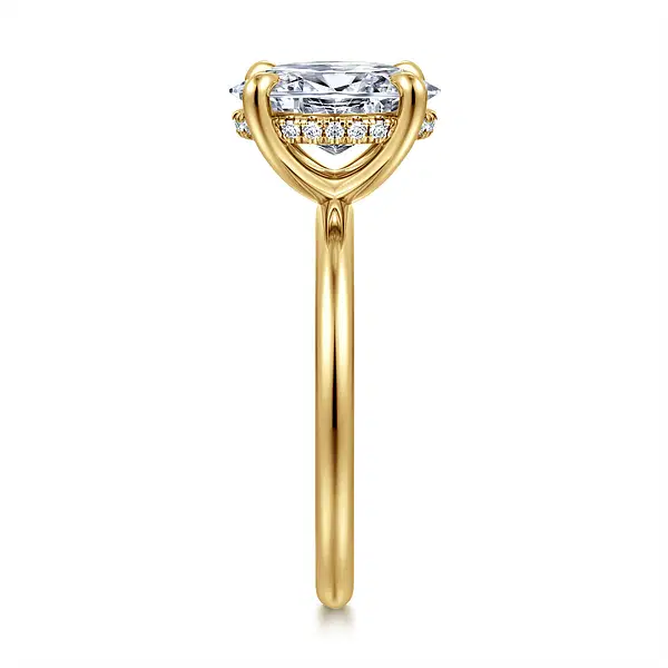 Anuk - 14K Yellow Gold Oval Hidden Halo Diamond Engagement Ring