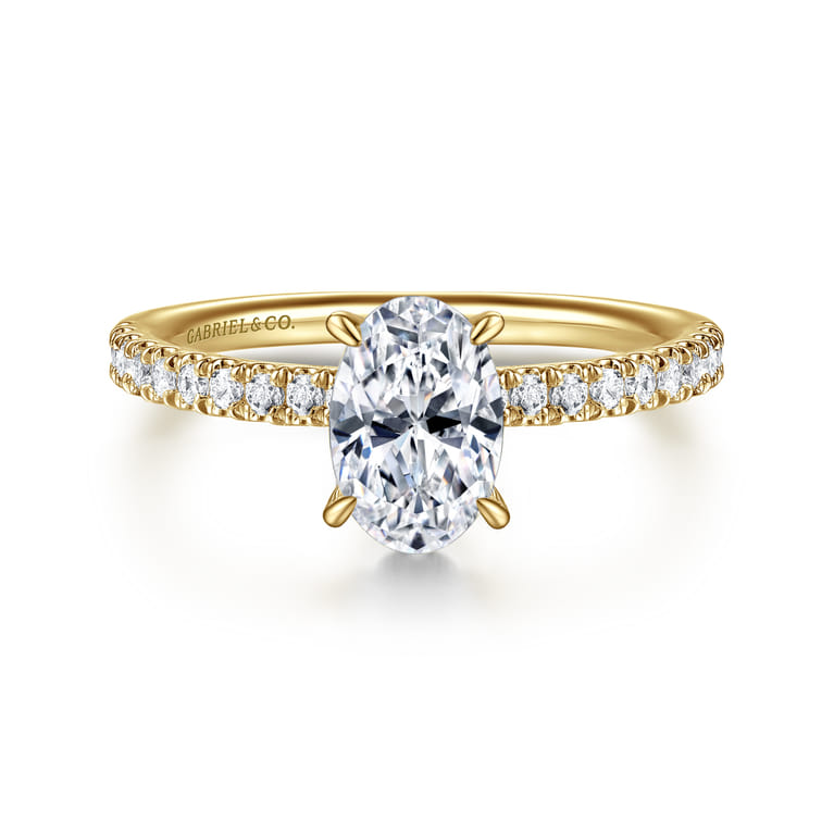 Allison - 14K Yellow Gold Oval Hidden Halo Diamond and Engagement Ring - 0.25 ct - Shot 1