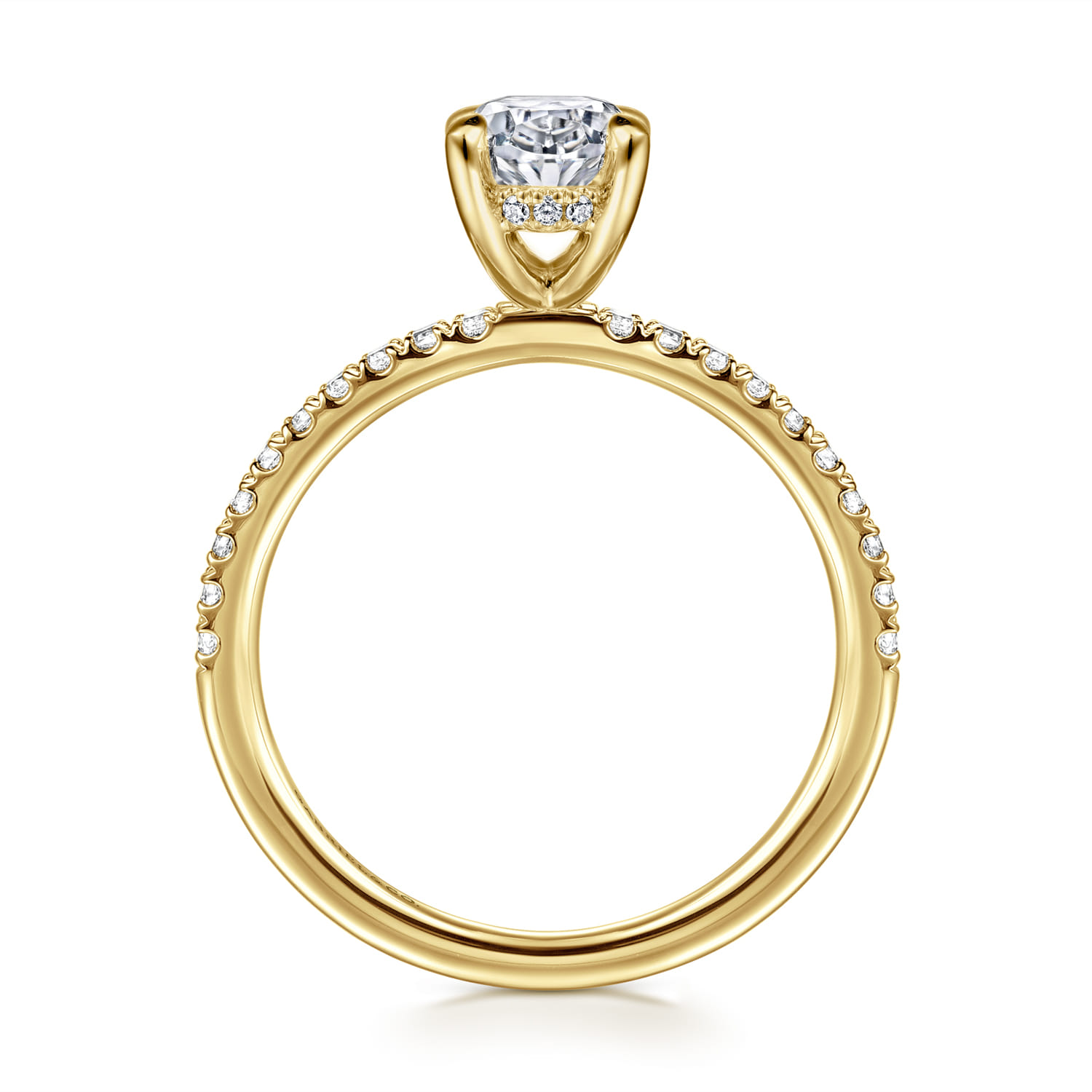 Allison - 14K Yellow Gold Oval Hidden Halo Diamond and Engagement Ring - 0.25 ct - Shot 2