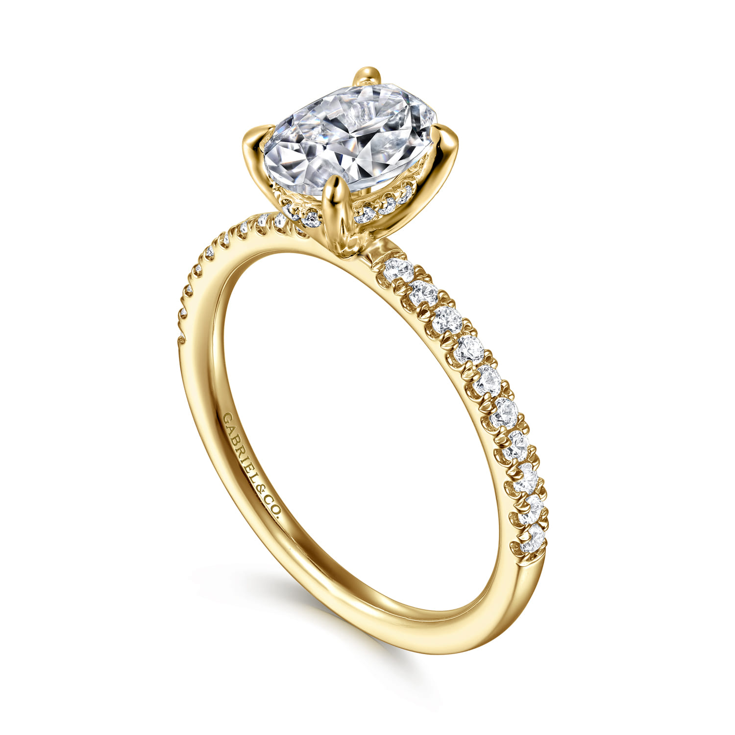 Allison - 14K Yellow Gold Oval Hidden Halo Diamond and Engagement Ring - 0.25 ct - Shot 3