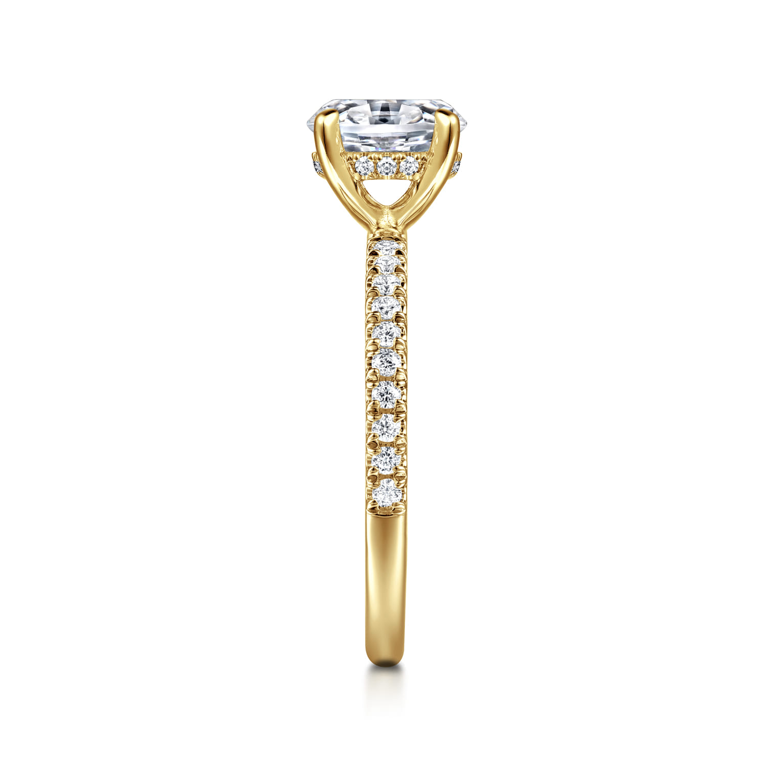 Allison - 14K Yellow Gold Oval Hidden Halo Diamond and Engagement Ring - 0.25 ct - Shot 4