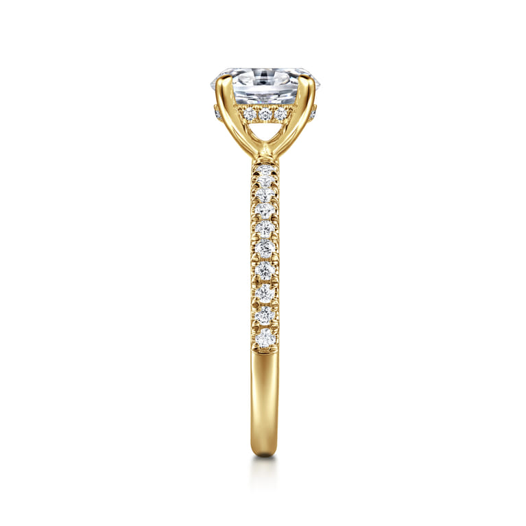 Allison - 14K Yellow Gold Oval Hidden Halo Diamond and Engagement Ring - 0.25 ct - Shot 4