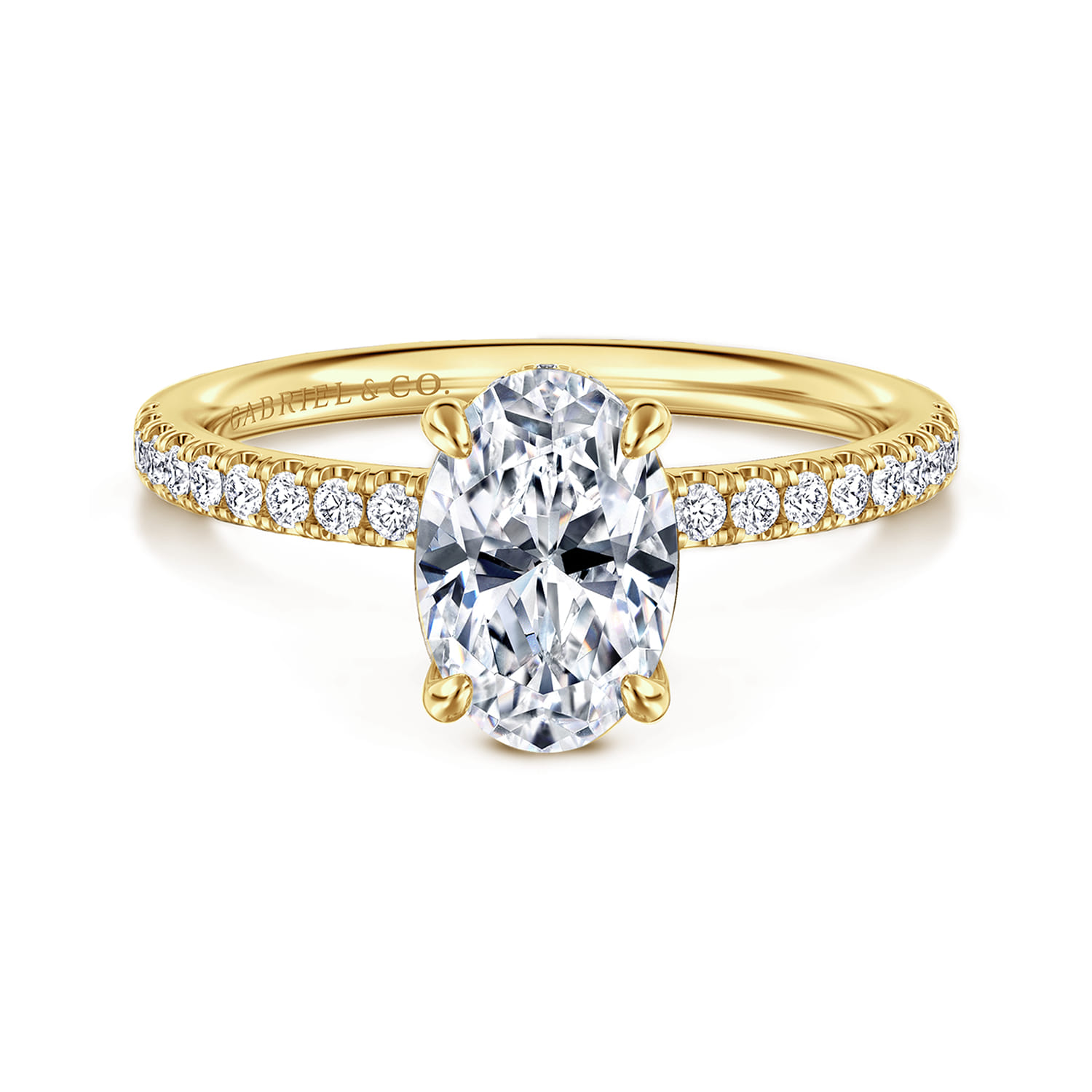 Allison - 14K Yellow Gold Oval Hidden Halo Diamond and Engagement Ring - 0.25 ct - Shot 1