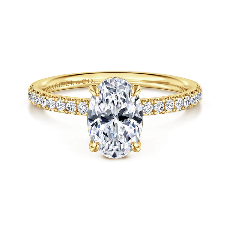 Allison - 14K Yellow Gold Oval Hidden Halo Diamond and Engagement Ring - 0.25 ct - Shot 1