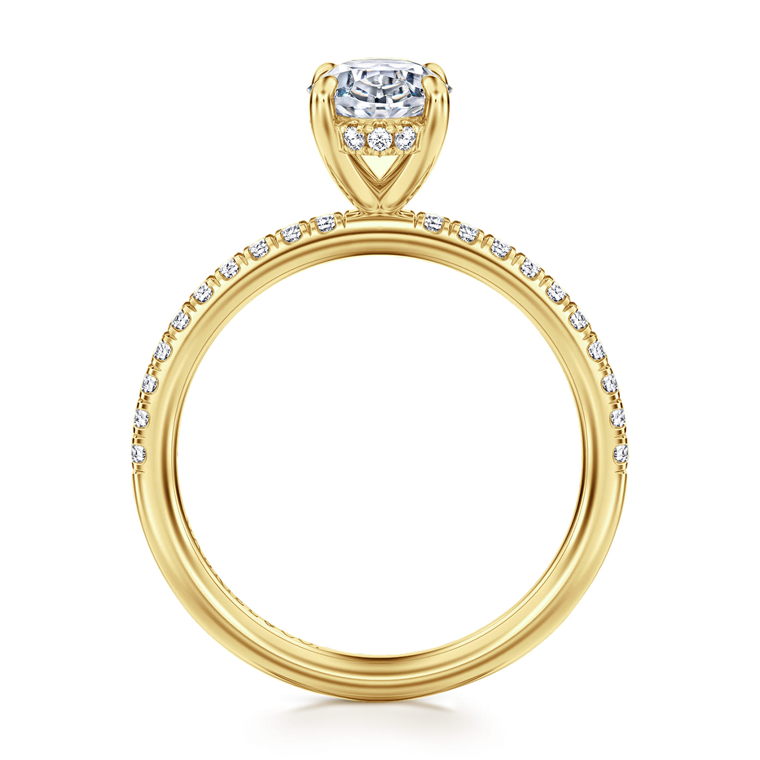 Allison - 14K Yellow Gold Oval Hidden Halo Diamond and Engagement Ring - 0.25 ct - Shot 2