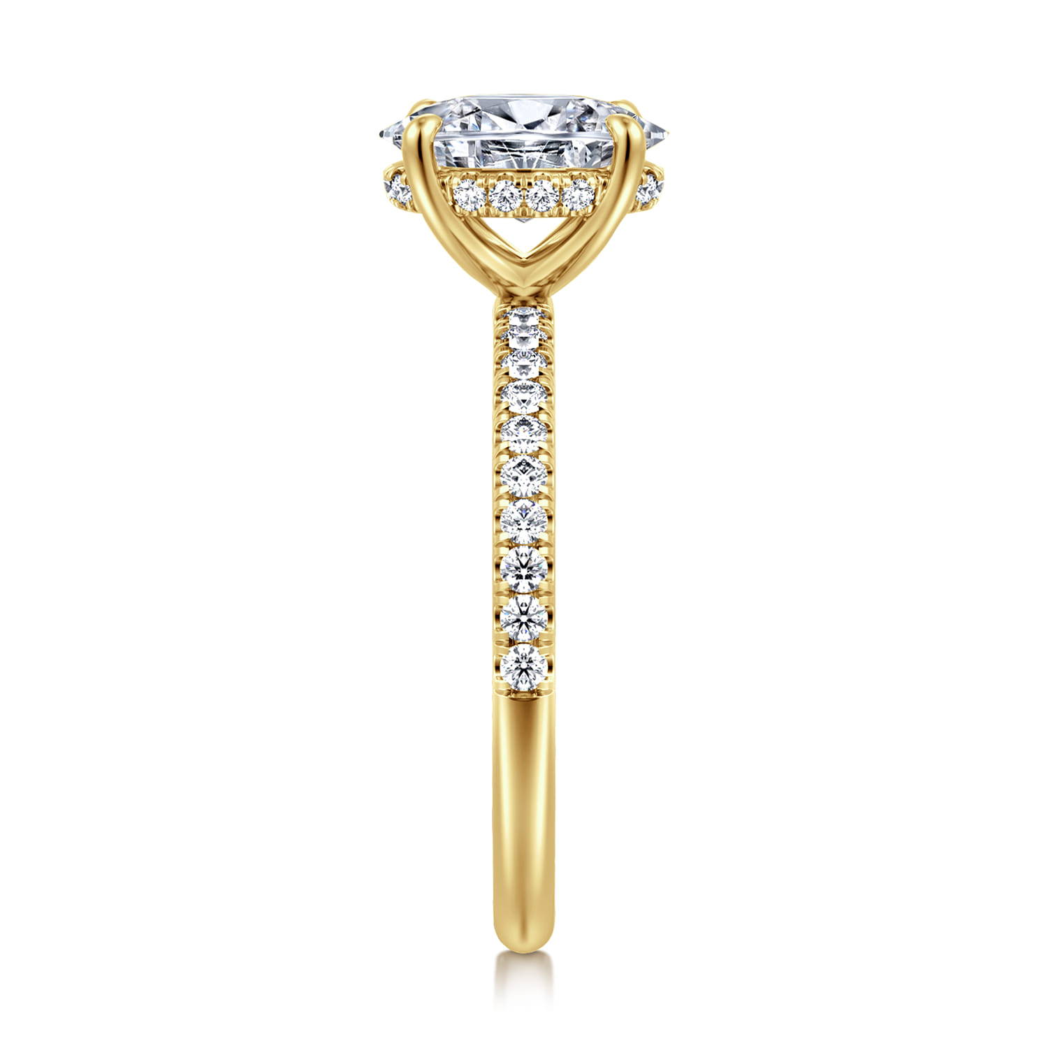 Allison - 14K Yellow Gold Oval Hidden Halo Diamond and Engagement Ring - 0.25 ct - Shot 4