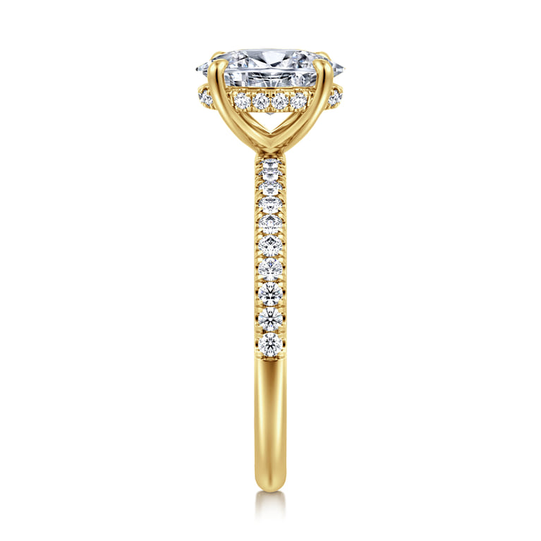 Allison - 14K Yellow Gold Oval Hidden Halo Diamond and Engagement Ring - 0.25 ct - Shot 4