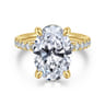 Adela - 14K Yellow Gold Oval Hidden Halo Diamond Engagement Ring - 0.5 ct