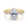 Adela - 14K Yellow Gold Oval Hidden Halo Diamond Engagement Ring - 0.4 ct