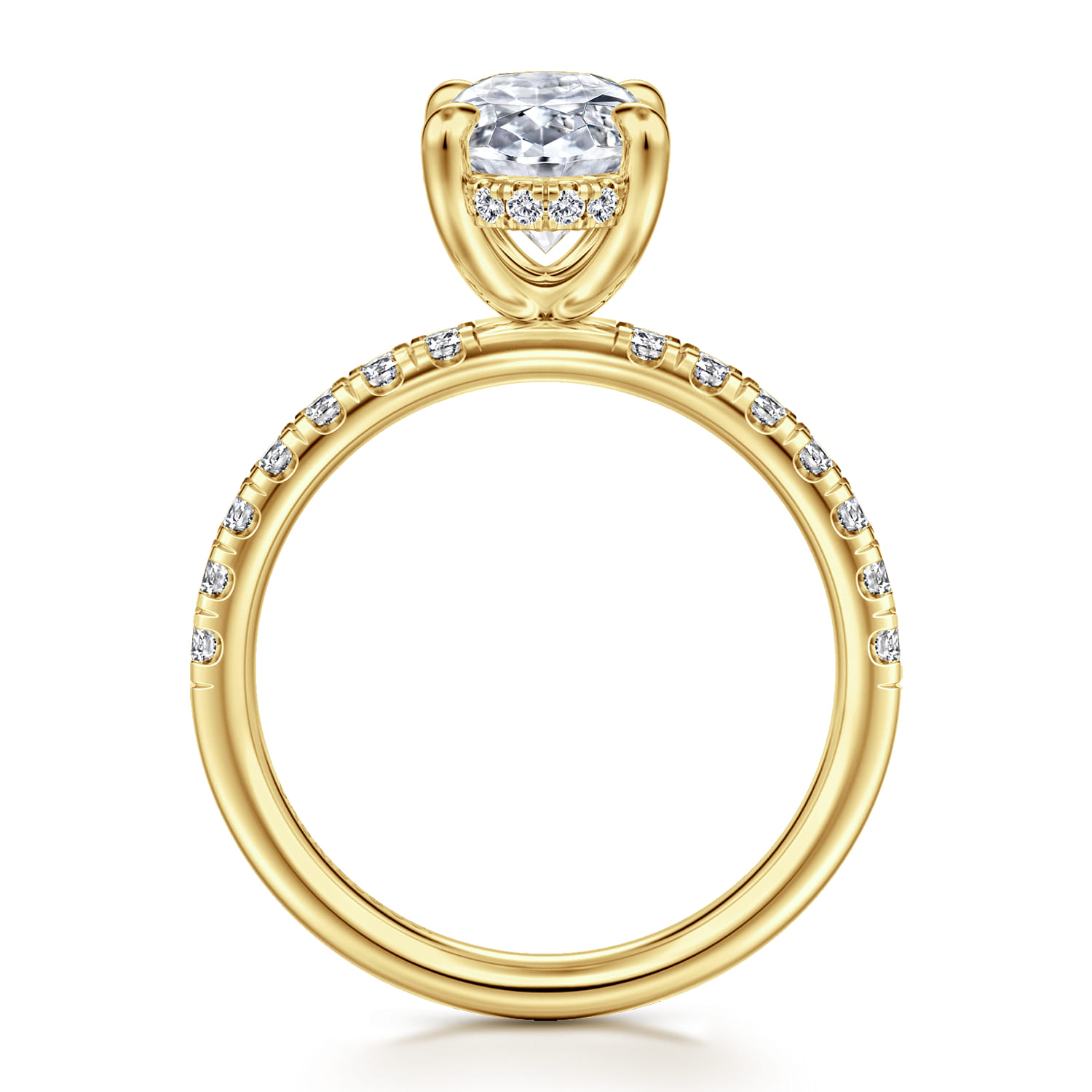 Adela - 14K Yellow Gold Oval Hidden Halo Diamond Engagement Ring - 0.4 ct - Shot 2