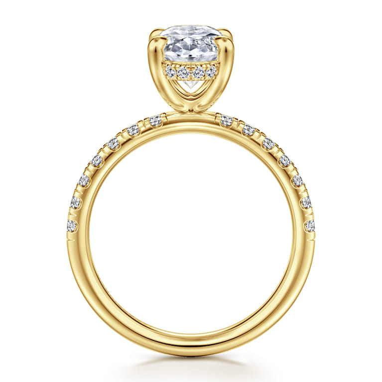 Adela - 14K Yellow Gold Oval Hidden Halo Diamond Engagement Ring - 0.4 ct - Shot 2