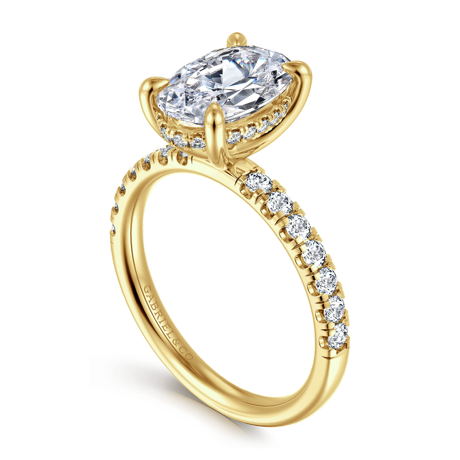 Adela - 14K Yellow Gold Oval Hidden Halo Diamond Engagement Ring - 0.4 ct - Shot 3