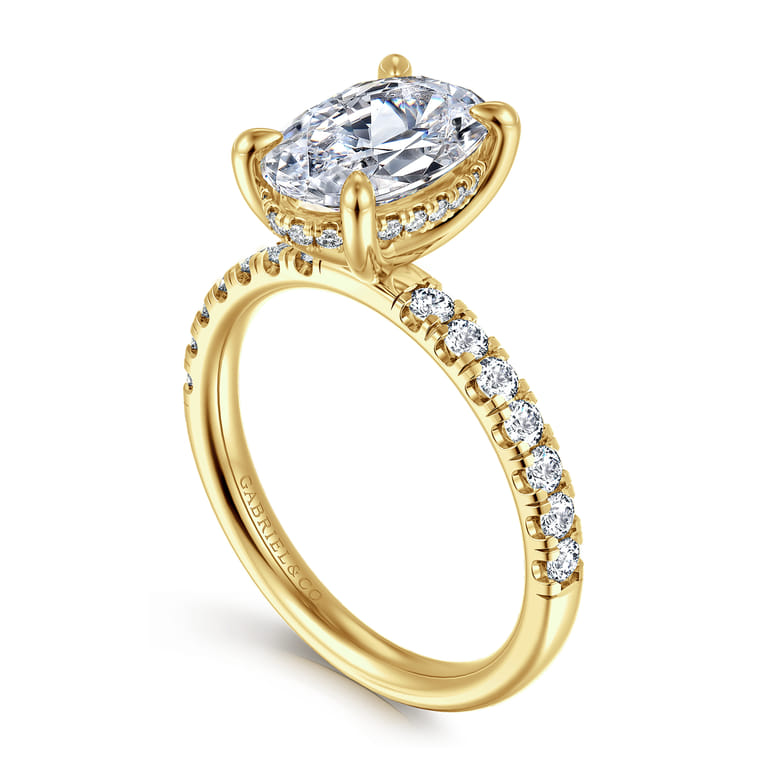 Adela - 14K Yellow Gold Oval Hidden Halo Diamond Engagement Ring - 0.4 ct - Shot 3