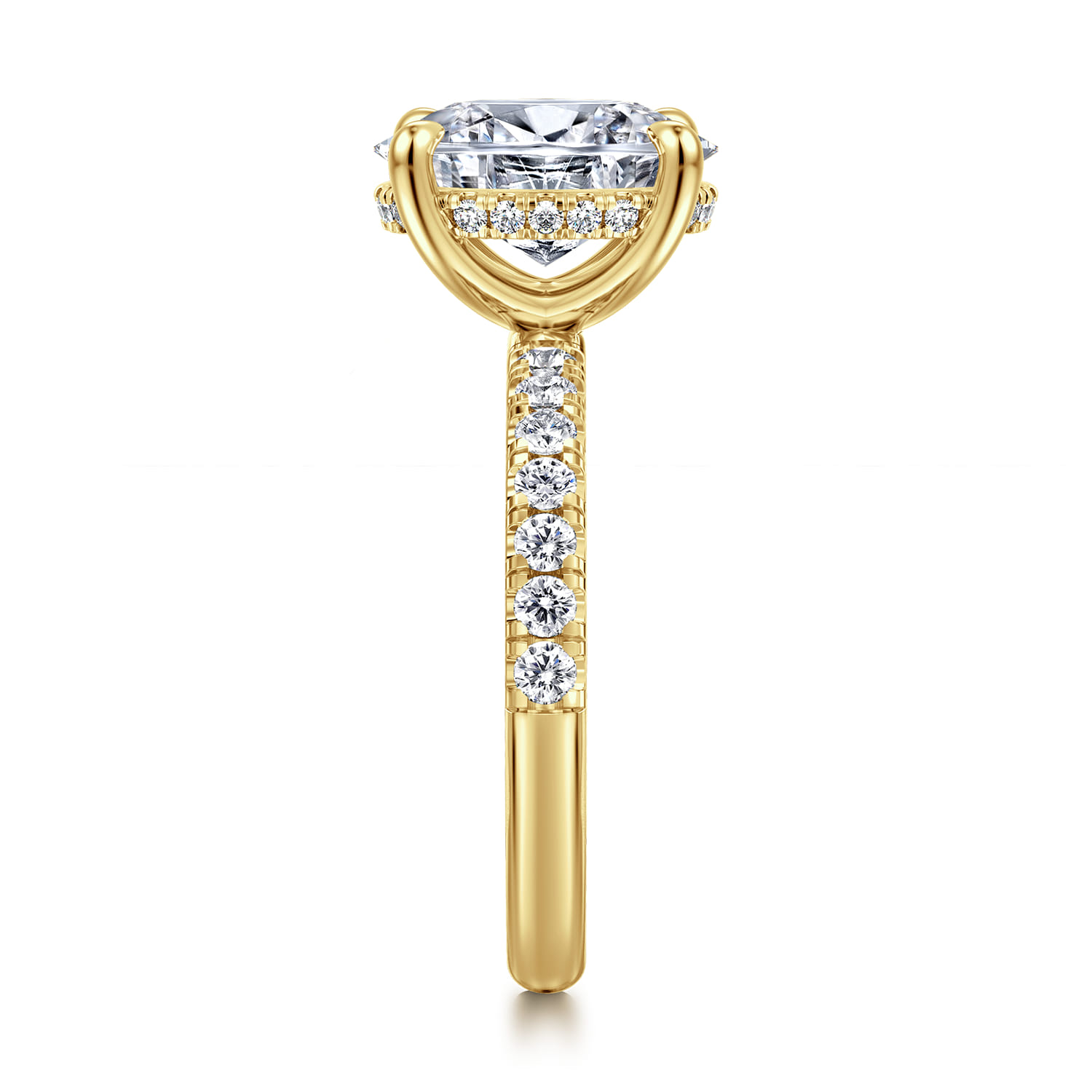 Adela - 14K Yellow Gold Oval Hidden Halo Diamond Engagement Ring - 0.4 ct - Shot 4