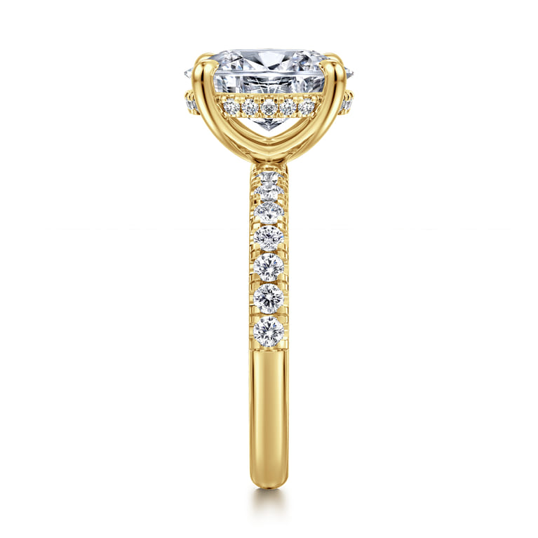 Adela - 14K Yellow Gold Oval Hidden Halo Diamond Engagement Ring - 0.4 ct - Shot 4