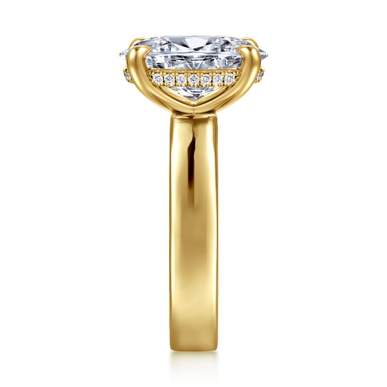 Argentina - 14K Yellow Gold Hidden Halo Oval Diamond Engagement Ring - 0.09 ct - Shot 5