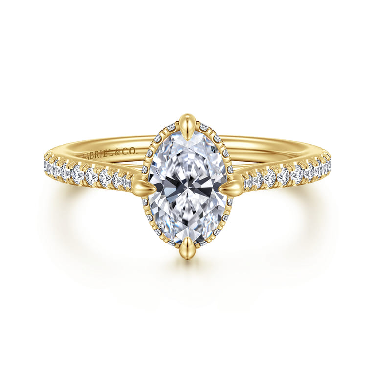 Seine - 14K Yellow Gold Compass Prong Oval Diamond Engagement Ring - 0.35 ct - Shot 1