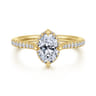 Seine - 14K Yellow Gold Compass Prong Oval Diamond Engagement Ring - 0.35 ct