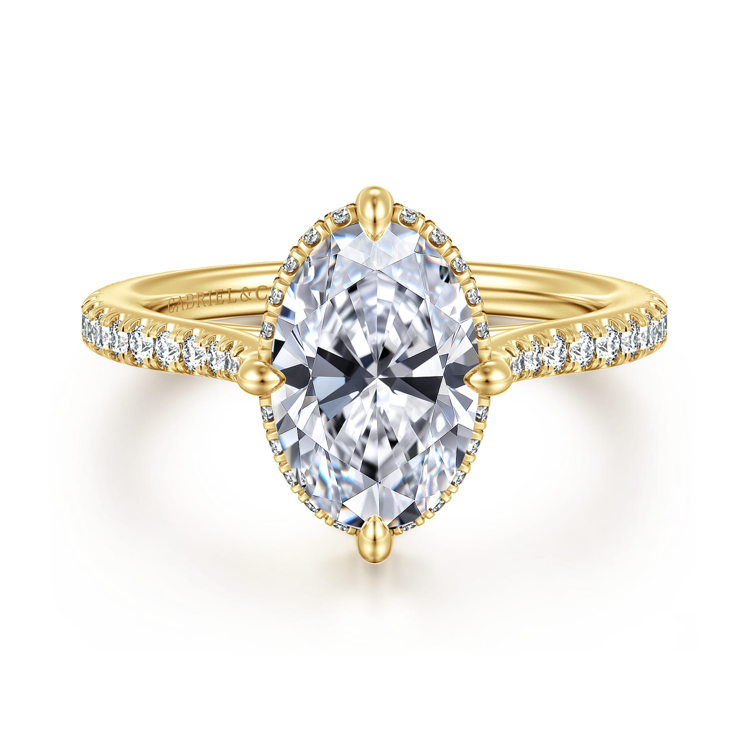 Seine - 14K Yellow Gold Compass Prong Oval Diamond Engagement Ring - 0.35 ct - Shot 1