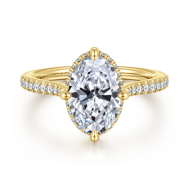 Seine - 14K Yellow Gold Compass Prong Oval Diamond Engagement Ring - 0.35 ct - Shot 1