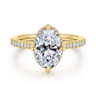 Seine - 14K Yellow Gold Compass Prong Oval Diamond Engagement Ring - 0.35 ct