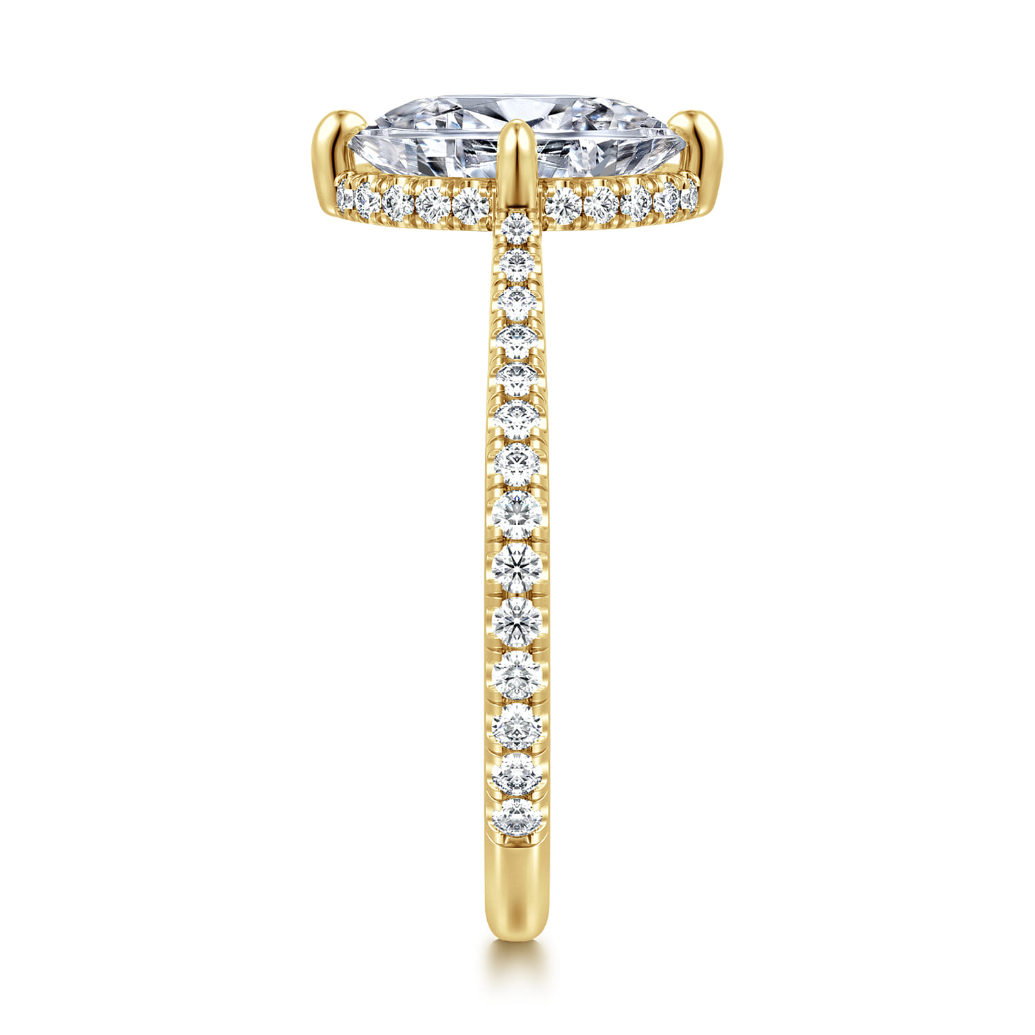 Seine - 14K Yellow Gold Compass Prong Oval Diamond Engagement Ring - 0.35 ct - Shot 4