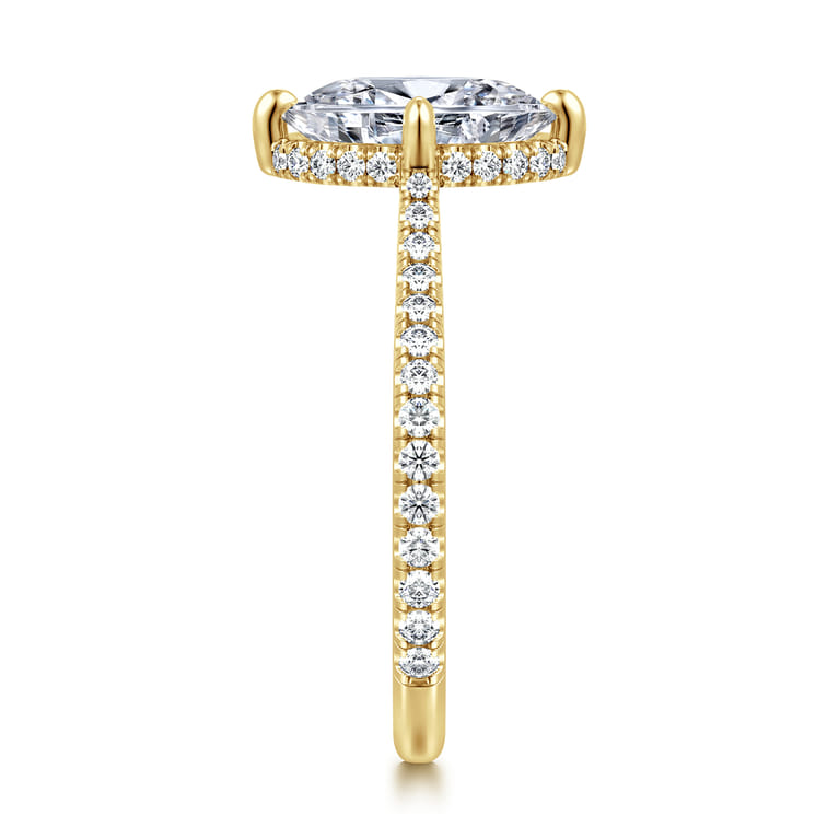 Seine - 14K Yellow Gold Compass Prong Oval Diamond Engagement Ring - 0.35 ct - Shot 4