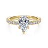 Alina - 14K Yellow Gold Hidden Halo Pear Shape Diamond Engagement Ring - 0.51 ct